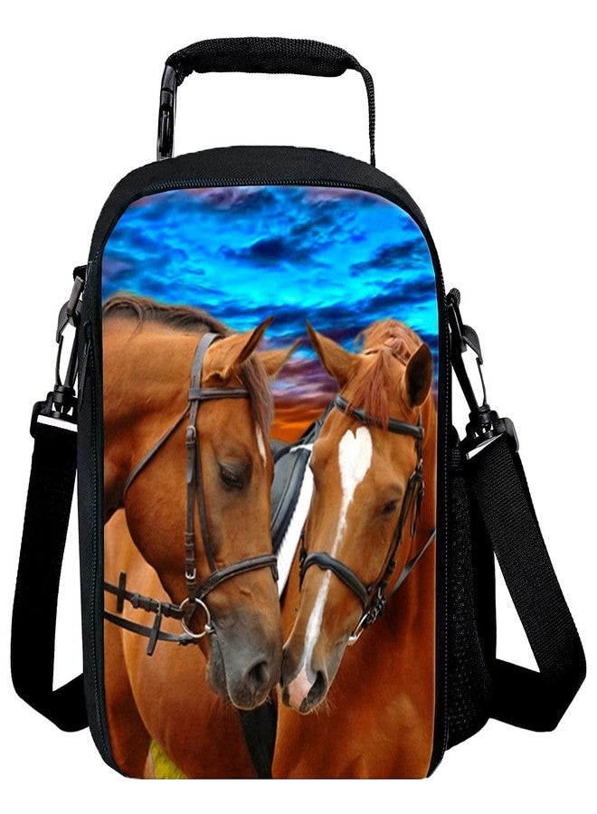7-Mi Kids Lunch Bag Reusable 3D Design Snack Shoulder Bags with Zipper Online Insulated Thermal Girls Boys Lunch Tote Bags Cooler Box for Picnic(Horse) - Image 1